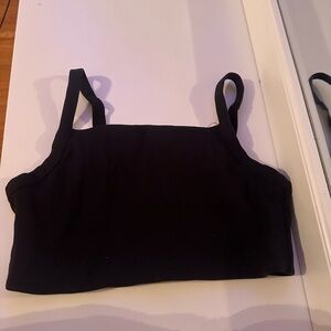 Black Ribbed Tank Top - Women's Cropped Camisole